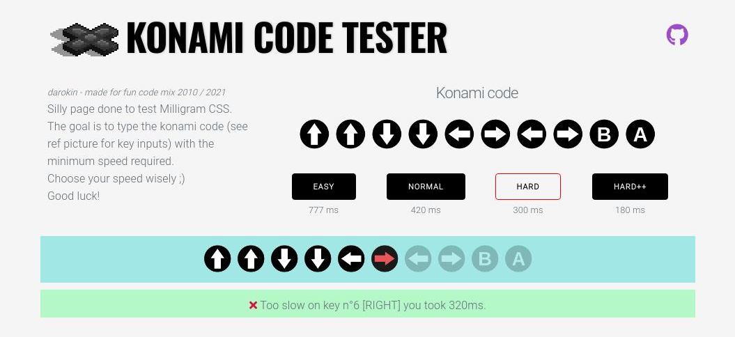 Konami code tester by darokin